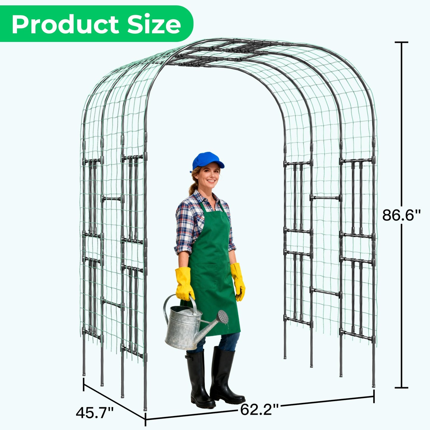 Aohanoi Garden Arch Trellis for Climbing Plants,7.22 FT Tall Large Arbour Archway for Rose Vine Cucumber Vegetables,Wide Garden Arch for Lawn,Party,Ceremony Wedding Decoration
