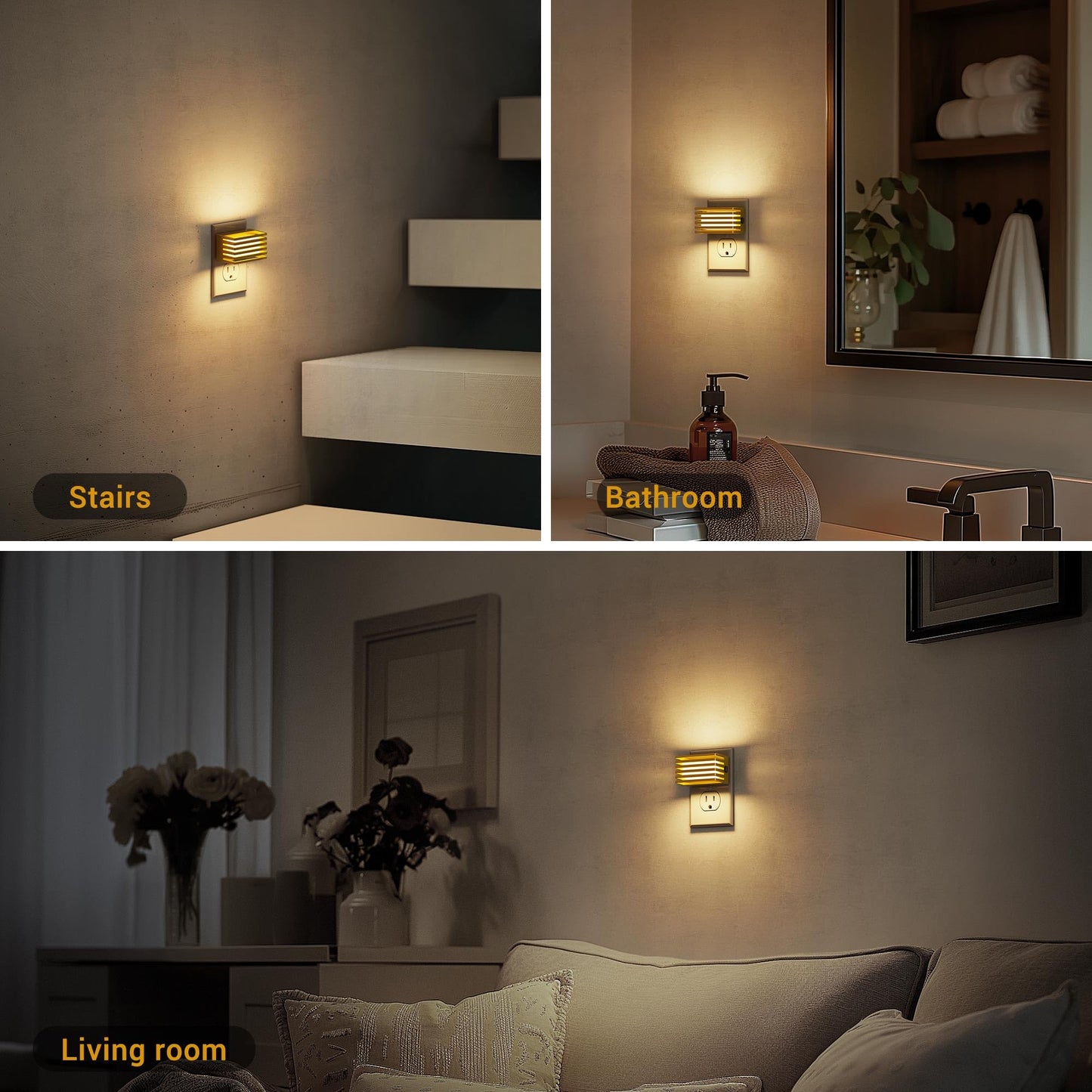 JandCase LED Night Light, [2 Pack] Night Lights Plug into Wall with Dusk to Dawn Sensor, Dimmable Plug in Night Light, Adjustable Brightness, 3000K Soft White Nightlight for Bedroom Bathroom Hallway