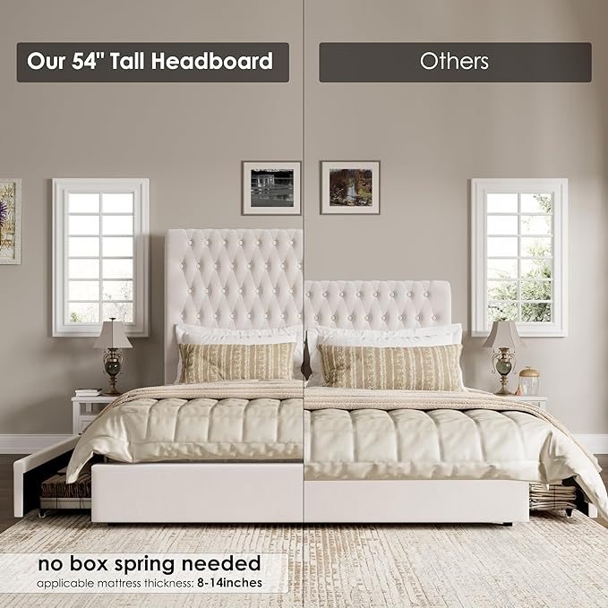 King Size Bed Frame 54" Tall Headboard