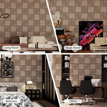 ARMURO 4 Packs Acoustic Wall Panels - Self-Adhesive 3D Wood Slat Wall Panel- Peel and Stick Sound Absorbing Panels for Noise Reducing - Feature Wall Decor for Home & Office