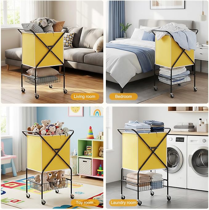 Convenient Laundry Basket with Wheels, Heavy Duty Dirty Clothes Laundry Hamper