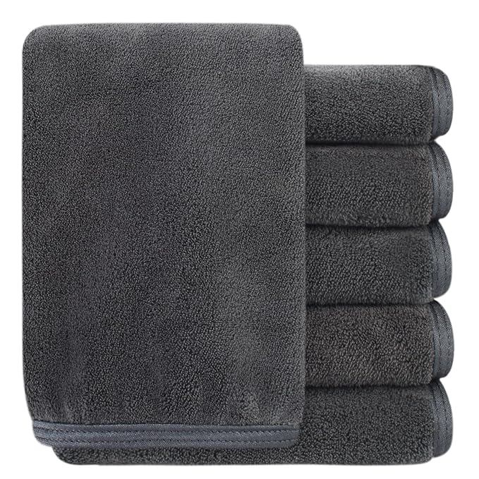 SINLAND Absorbent Coral Velvet Washcloth Ultra Soft Microfiber Face Towels 12 x
