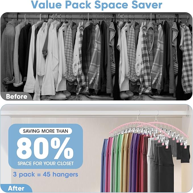 3 Pack Legging Organizer for Closet Hanging, Pants Hangers