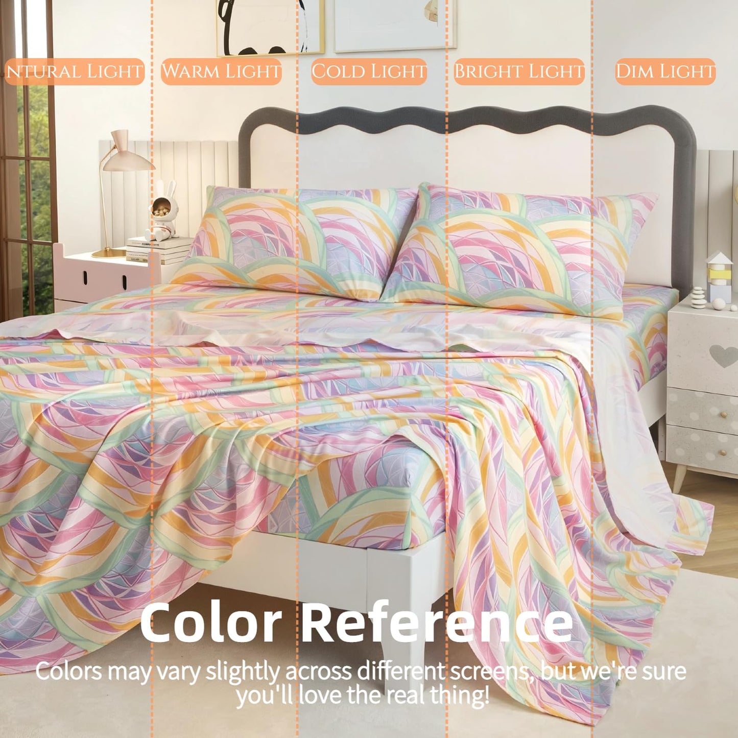 SDY 4 Pieces Kids Mermaid Bed Sheets Full Size Soft Microfiber Rainbow Bedding Set for Girls Boys Toddler