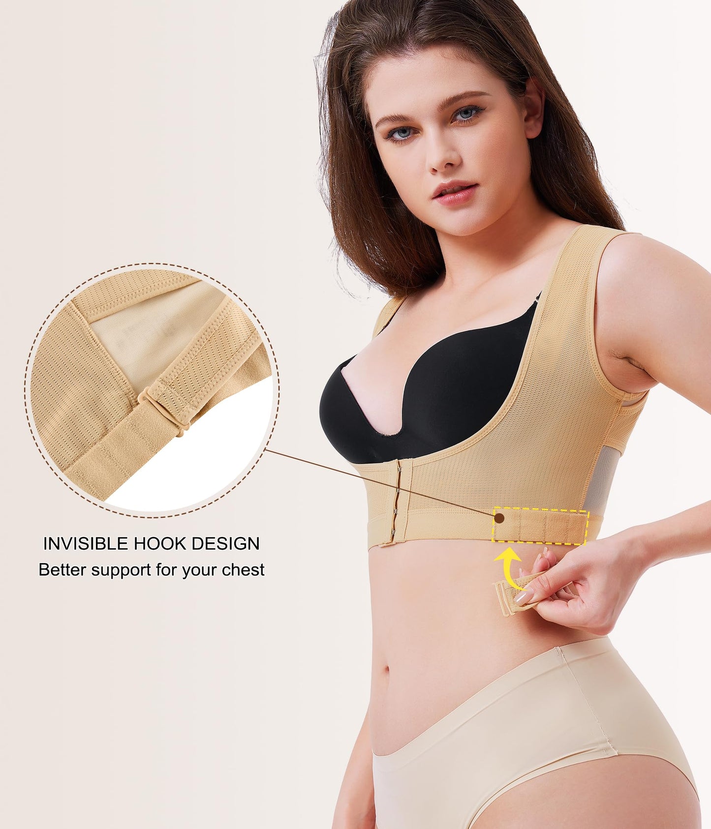 URSEXYLY Upper Back Brace for Women Breathable Posture Corrector Posture Support Back Straightener Pain Relief(Black,L)