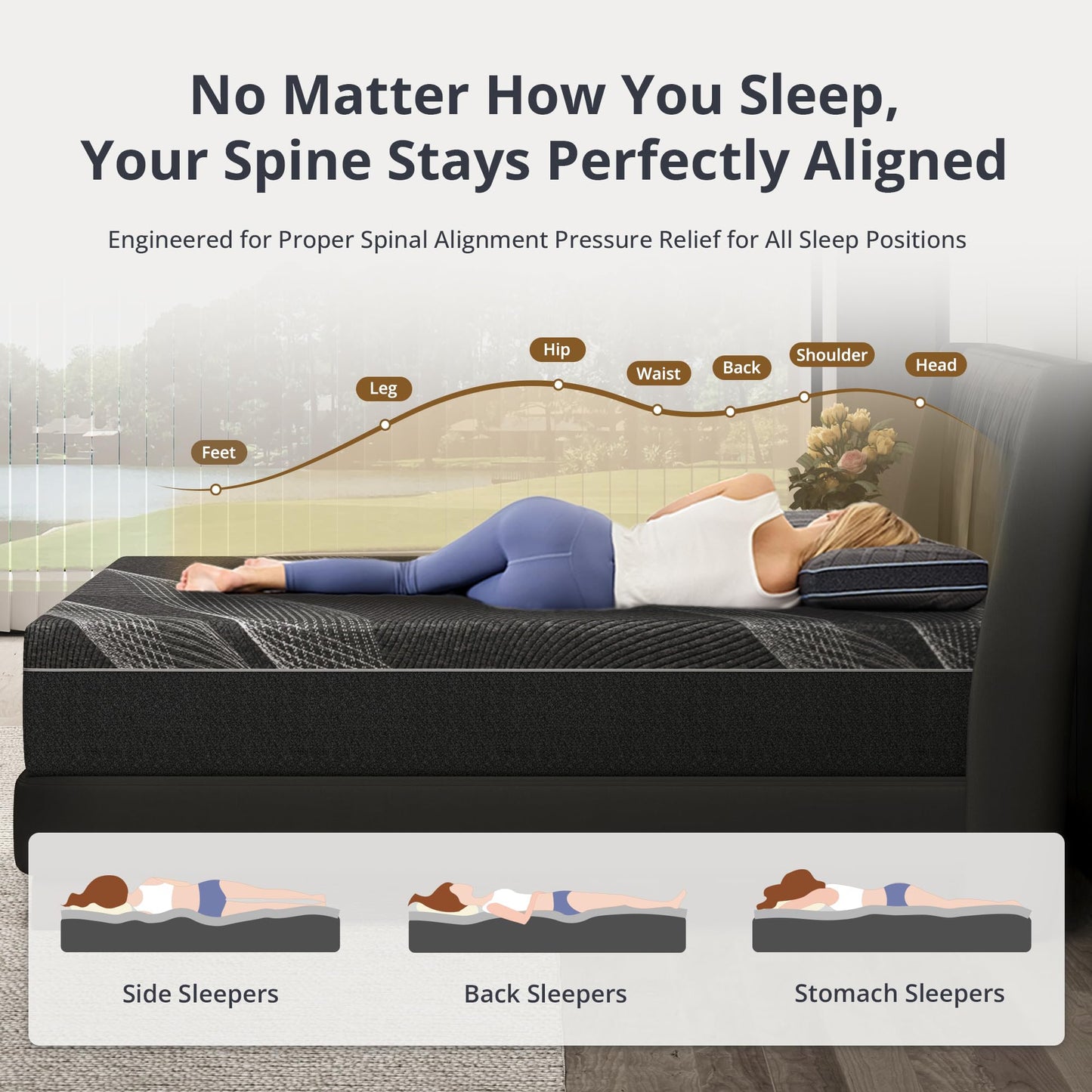 Dyonery Queen Size Mattress, 12 Inch Gel Memory Foam, Cooling & Back Pain Relief, Fiberglass Free, CertiPUR-US Certified, Foam Made in USA, Medium