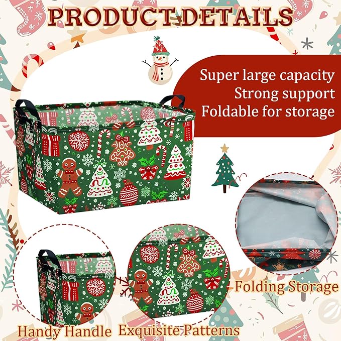 4 Pack Christmas Storage Bin Collapsible Large Christmas Storage Baskets