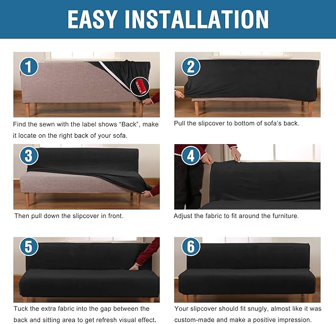 H.VERSAILTEX Velvet Futon Cover Armless Sofa Covers Sofa Bed Covers Stretch