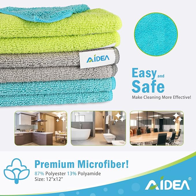 AIDEA Microfiber Cleaning Cloth-24PK, Soft Microfiber Towels