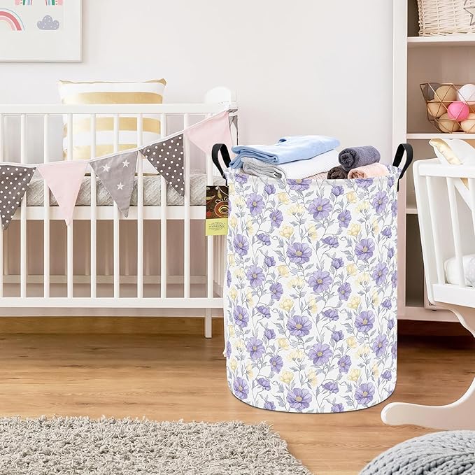 HUNRUNG Laundry Hamper, Large Canvas Fabric Lightweight Storage Basket Toy