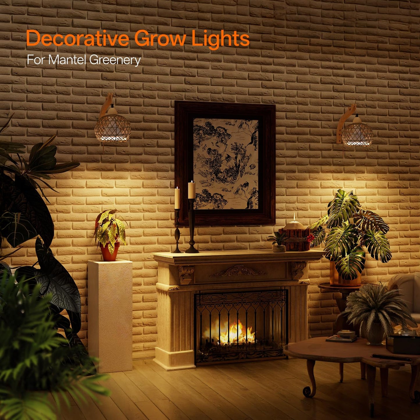 Bstrip Hanging Grow Lights for Indoor Plants, 18W Full Spectrum Plant Light, Boho Rattan Lantern Shade, 3800K Wall-Mounted Decorative Grow Light with 9.8FT Power Cord for Indoor Plant Growing, Flowers