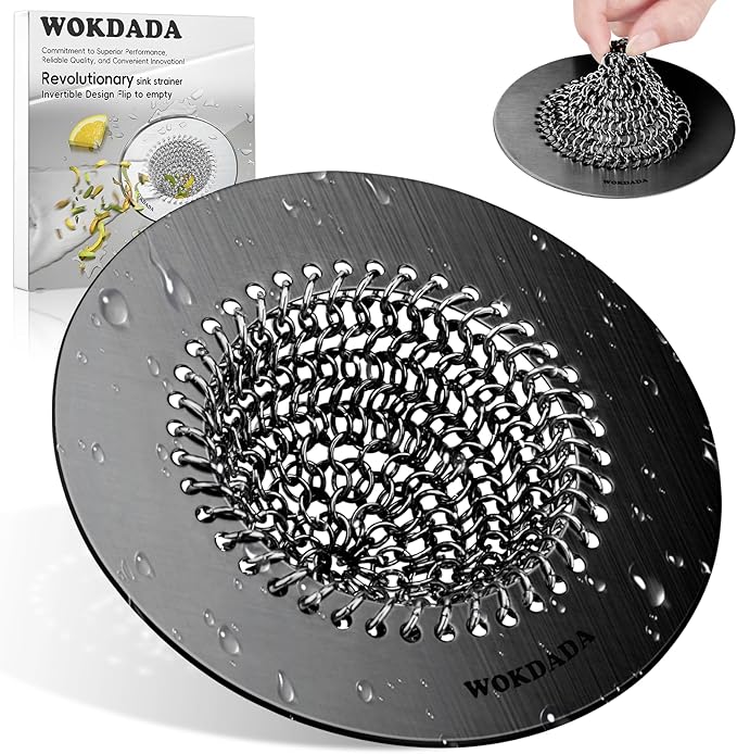 Black Kitchen Sink Strainer, Flippable Mesh Sink Drain Strainer, 304 Stainless