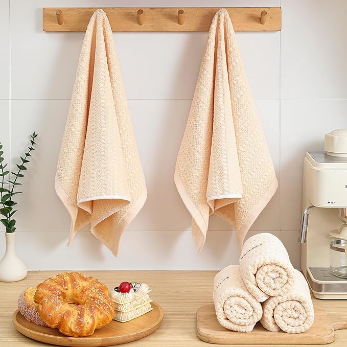 SALAS Kitchen Dish Towels, Bulk Cotton Kitchen Hand Towels, 390 GMS Plaid Dish