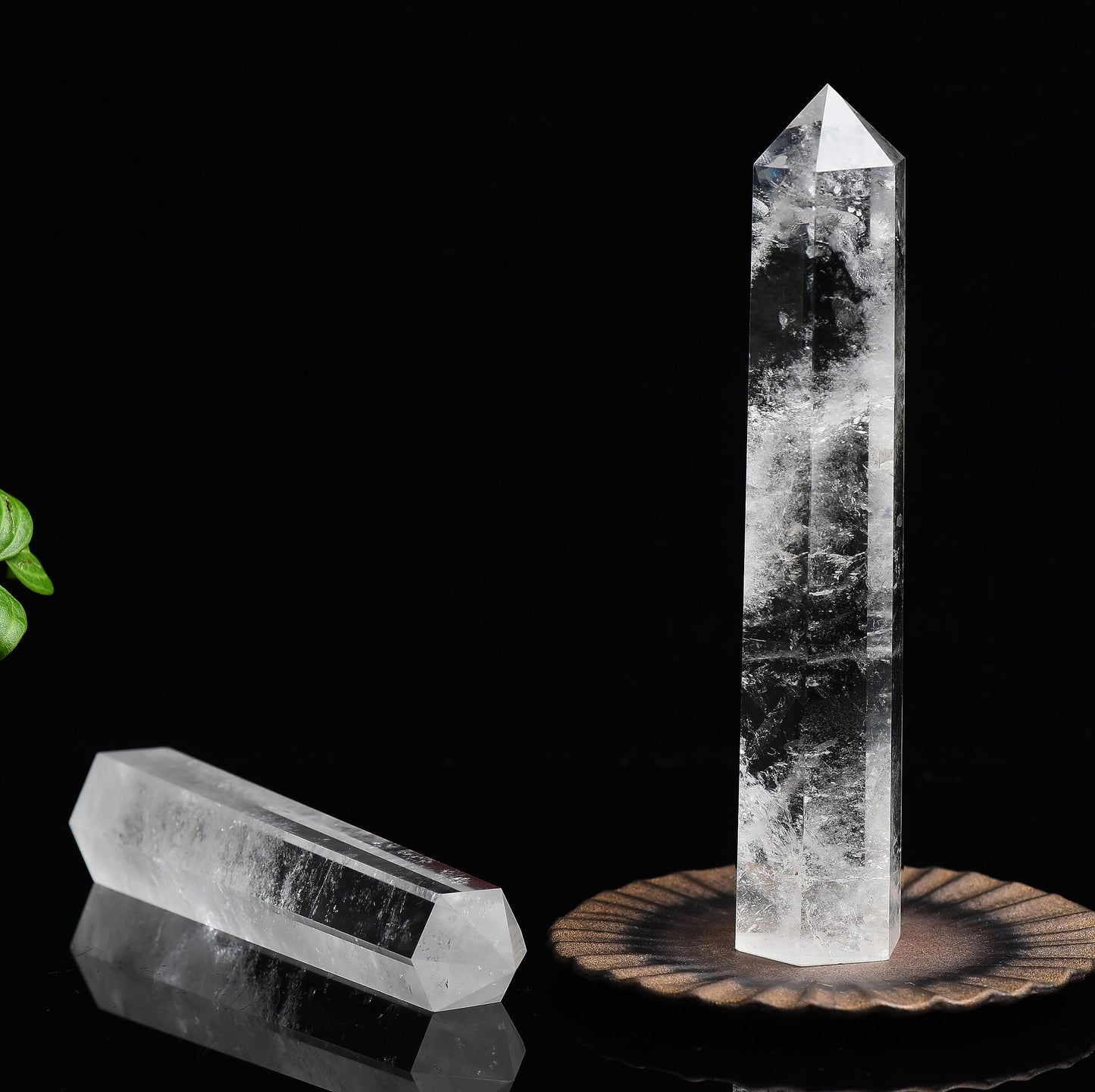 WUYOUSHI Large Clear Quartz Healing Crystal Tower 5.9-6.69" Natural Crystal Wand 6 Faceted Chakra Crystal Point Reiki Meditation Therapy