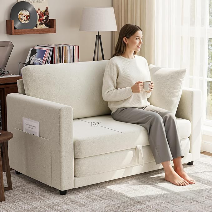 Convertible Sofa Bed, 2 in 1 Pull Out Loveseat Sleeper Sofa | 78.7” Folding