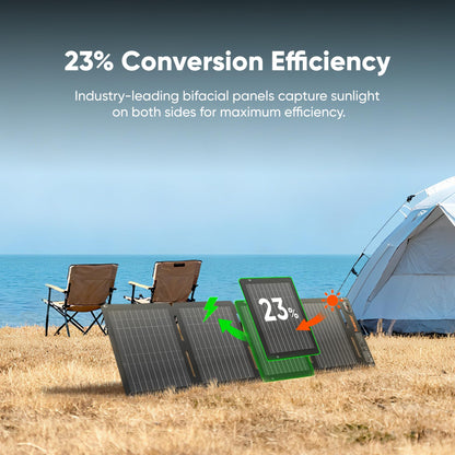Jackery SolarSaga 40W Air Solar Panel, 23% Conversion Efficiency, Book-Sized PERC Bifacial Panels, IP65 Waterproof, Foldable Solar Charger for Rooftops, RVing, Off-Grid Solar Panel Kits, PV Charging