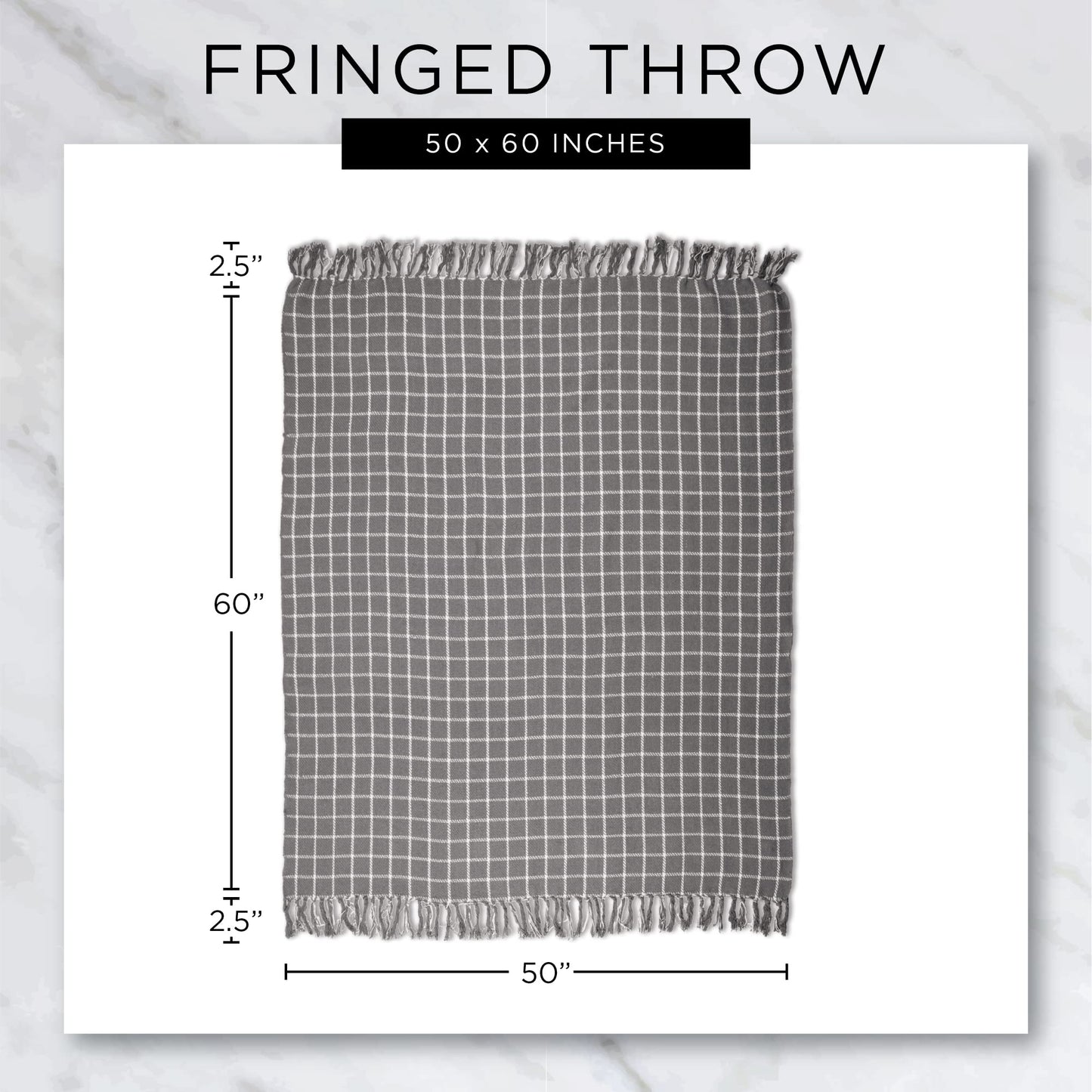 DII Farmhouse Woven Throw, 50x60 with 3" Fringe, Black, 1 Piece