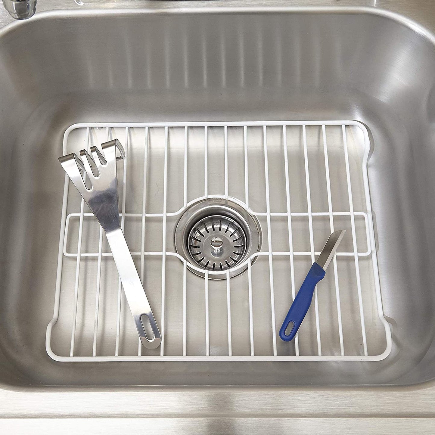 Better Houseware Sink Protector Prevents Scratches Sink Rack for Bottom of Sink White Sink Mat Sink Protectors for Kitchen Sink Metal 16x12.3x1