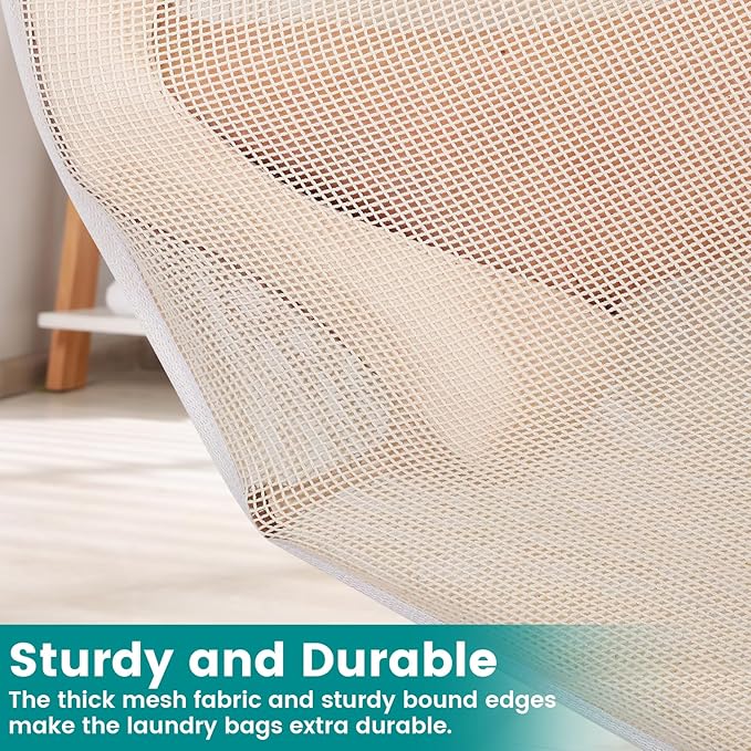 4Pcs Durable Cotton Mesh Laundry Bags