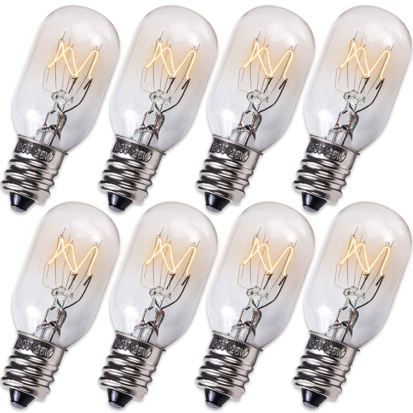 BlueStars E12 T20 25W Incandescent Bulbs Salt Lamp 120V 2700K Warm White Light 150lm for Himalayan Salt Lamps & Baskets, Scentsy Plug-in & Wax Warmers, Night Lights - 8 Packs