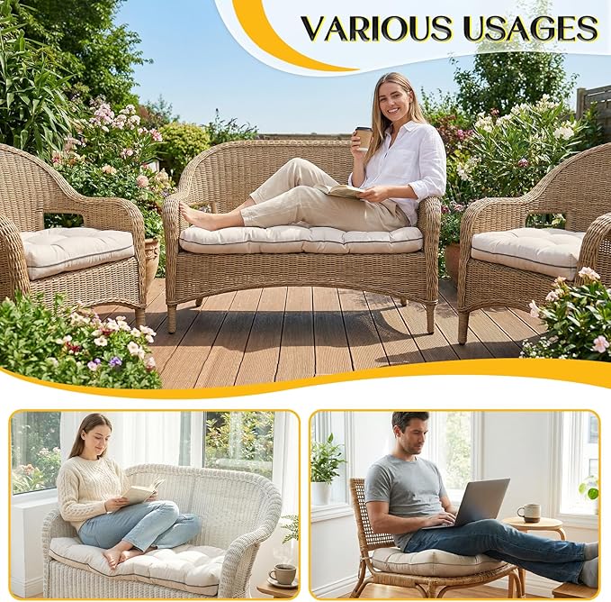 1 MIDDLE ONE Wicker Chair Cushions 3 Pieces Set
