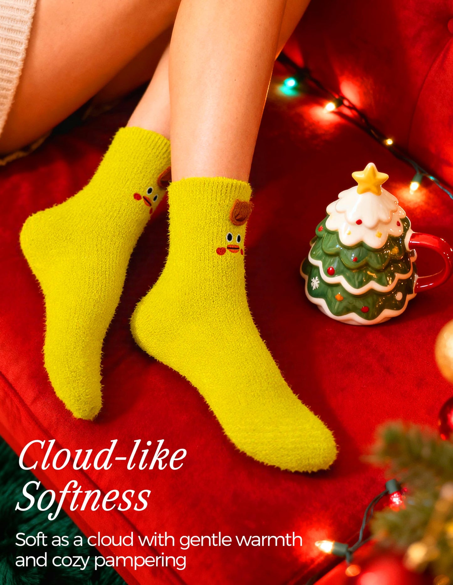 TEHOOK Warm & Cozy Valentines Gifts for Women, Fluffy Fuzzy Plush Sleeping Slipper Socks - Soft Warm Fabric