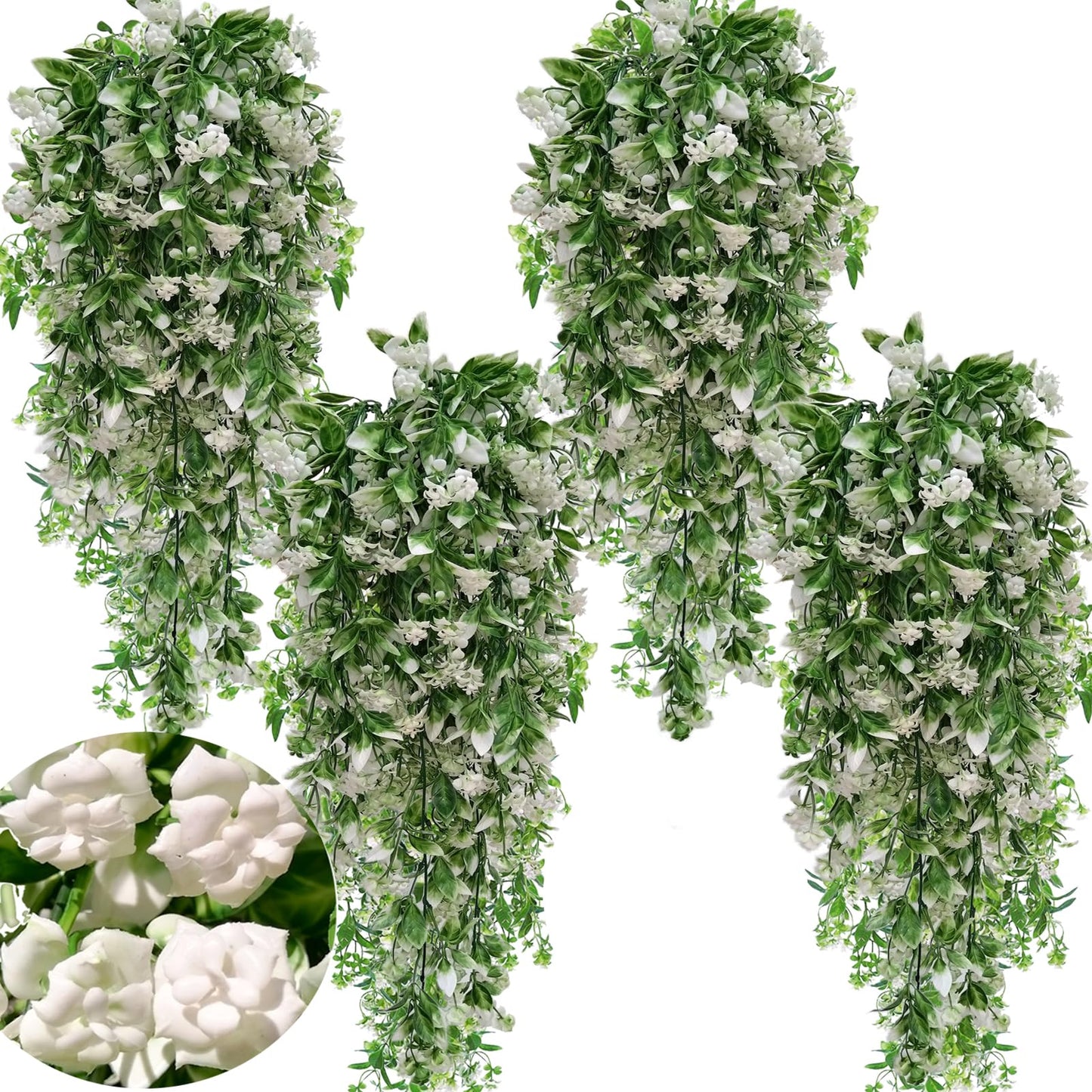 Toprooms Artificial Hanging Flowers UV Resistant Vines Ivy Outdoor Decor