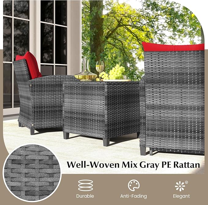 Tangkula 5 Pieces Patio Conversation Set, PE Wicker Rattan Outdoor Furniture Set
