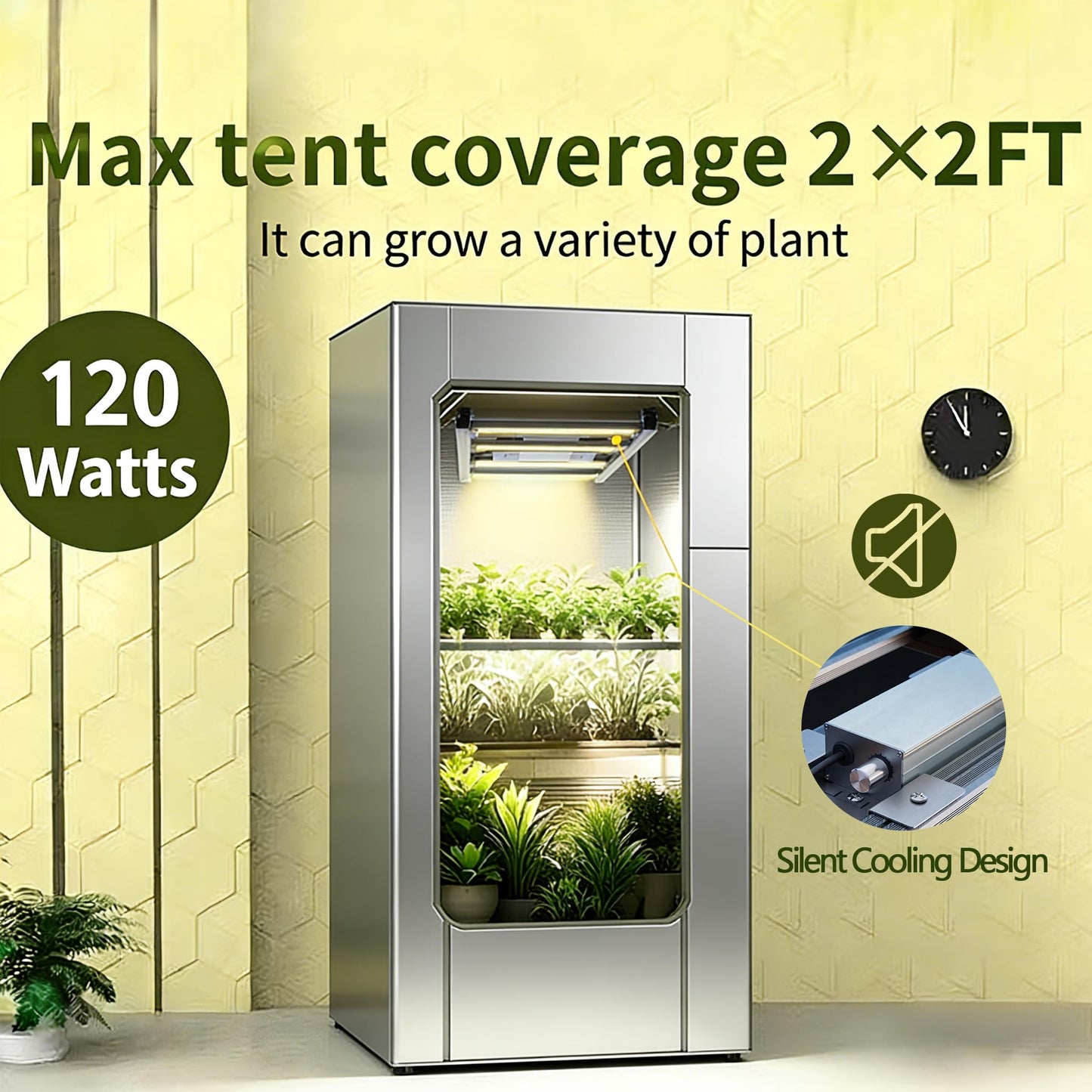 HHNMAHN 120W LED Grow Light Full Spectrum Dimmable for Indoor Plants,13x12.5Inch Hanging Growing Lamp with Adjustable Lanyard,2x2ft Coverage Waterproof Driver for Greenhouse Seedling Vegetable Flowers