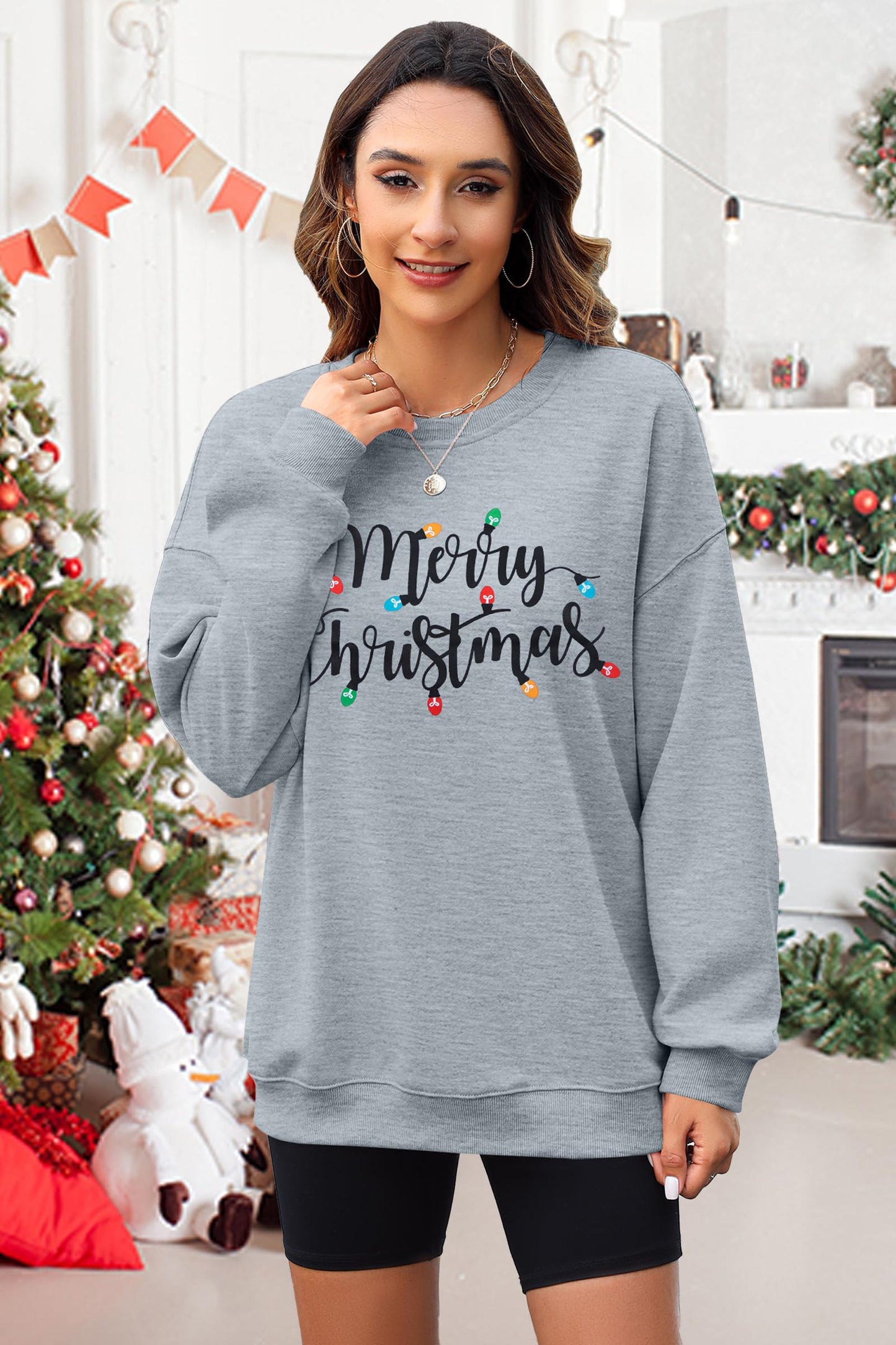 SUPEYA Merry Christmas Sweatshirt Women Christmas Sequin Tops Hoodie Christmas Party Pullover with Pockets