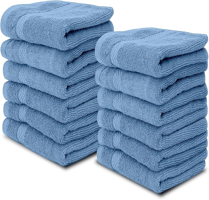 White Classic Luxury Cotton Washcloths 13x13 Inch