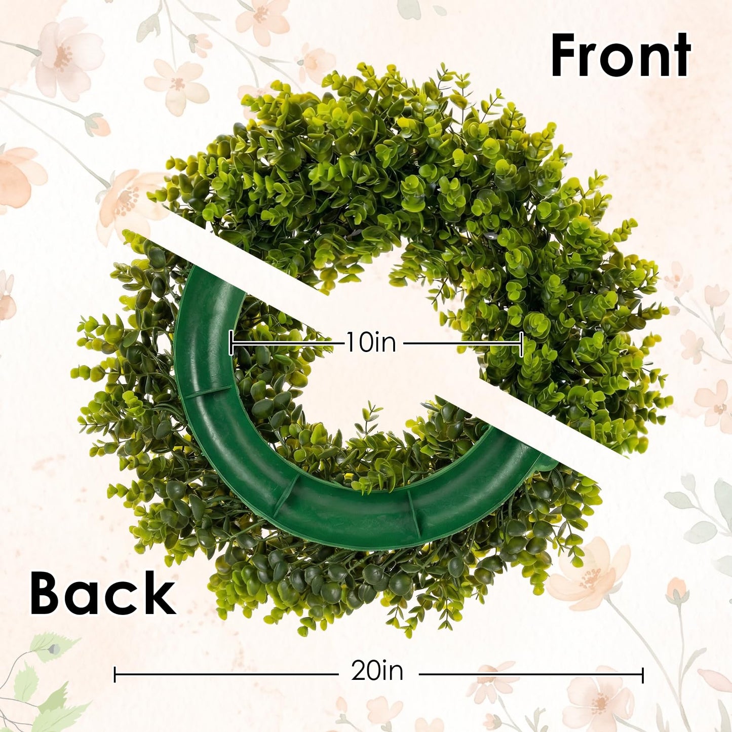 Britimes 3 Pcs Farmhouse Front Door Mat and Wreath Set Home Sweet Home Faux Coir Doormat Buffalo Plaid Layering Rug and 19" Greenery Wreath Outside Decor for Porch