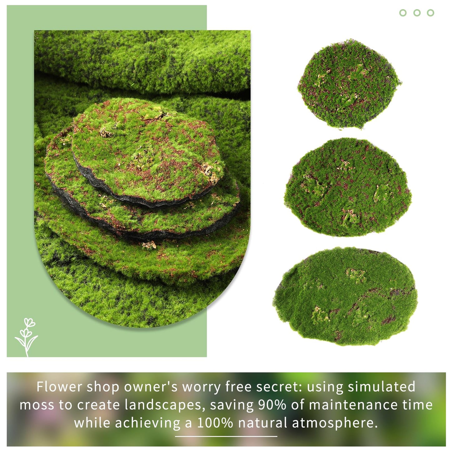 Huamanyuancraft Artificial Moss Blocks for Garden Decoration, 6-Piece Set, Green Decorative Moss Stones Suitable for Ecological Tanks, Fairy Gardens, 3 Pack Small (Realistic Green Faux Fake Moss)