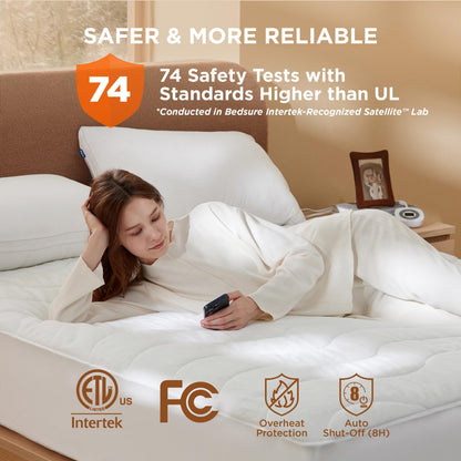 Bedsure Heated Mattress Pad King - Bed Warmer with Memory & Preheat Functions, 12-Hour Auto Off & 10 Heat Settings, Dual Controllers, Fast Heating, Brushed Electric Mattress Pad King, 78"x80"