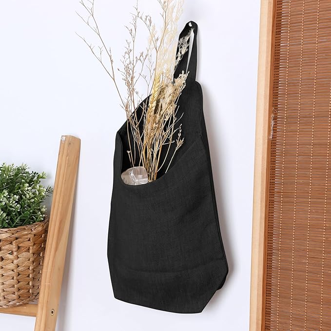 100% Linen Hanging Storage Bags Baskets 2 Pcs, Small Wall Storage Bag