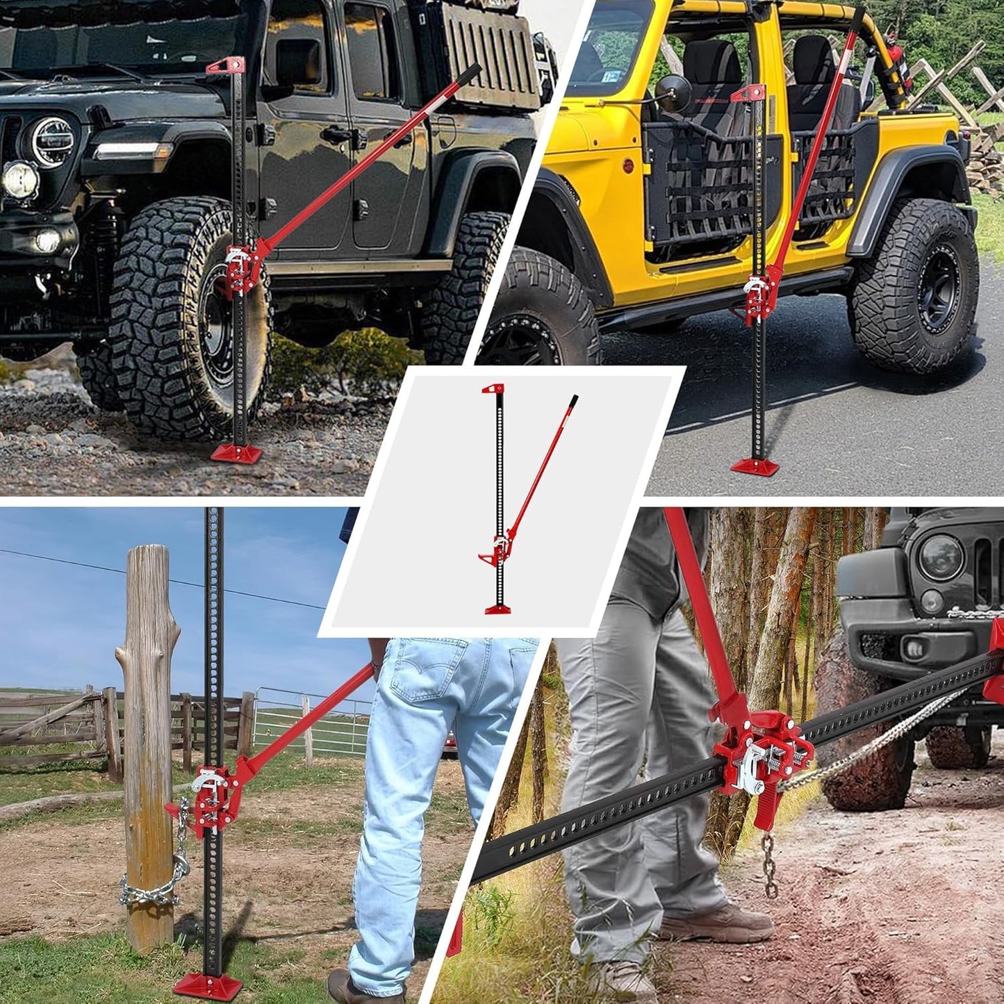 3 Ton Heavy-Duty Farm Jack, 7000 LBS Ratchet High Lift with f-Arm & j-Arm, 5.12"-52" Lift Range for Tractors, Trucks, SUVs, Off-Road & Farm Use,60", Black