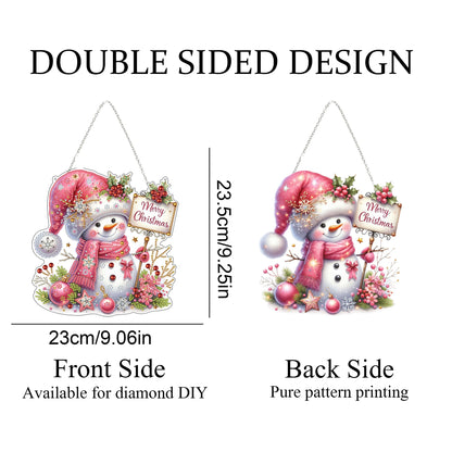 Diamond Art Hanging Kit for Adult,Special Shaped Rhinestone,DIY Acrylic Diamond Art Painting Window Pendants Home Garden Wall Hanging Kits Hanging Ornament,Double Sided. (Christmas Snowman-2)