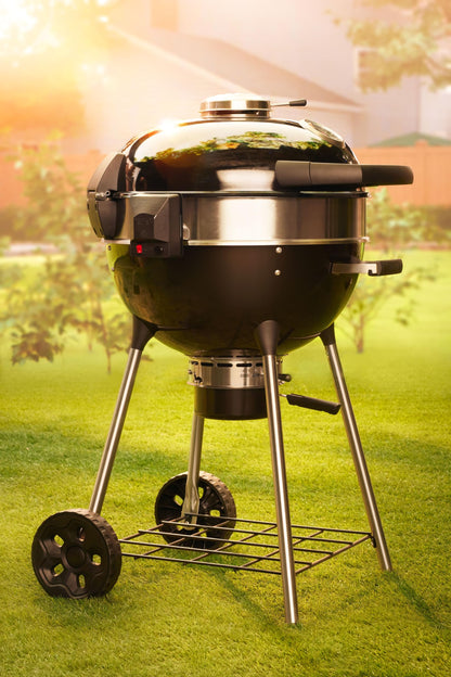 Napoleon PRO22 Professional Charcoal Kettle Grill, Black, Porcelain-Enameled Lid and Bowl, Chrome-Plated Cooking Grid