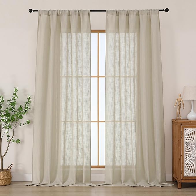 Chyhomenyc Semi Sheer Curtains 96 Inches Long 2 Panels