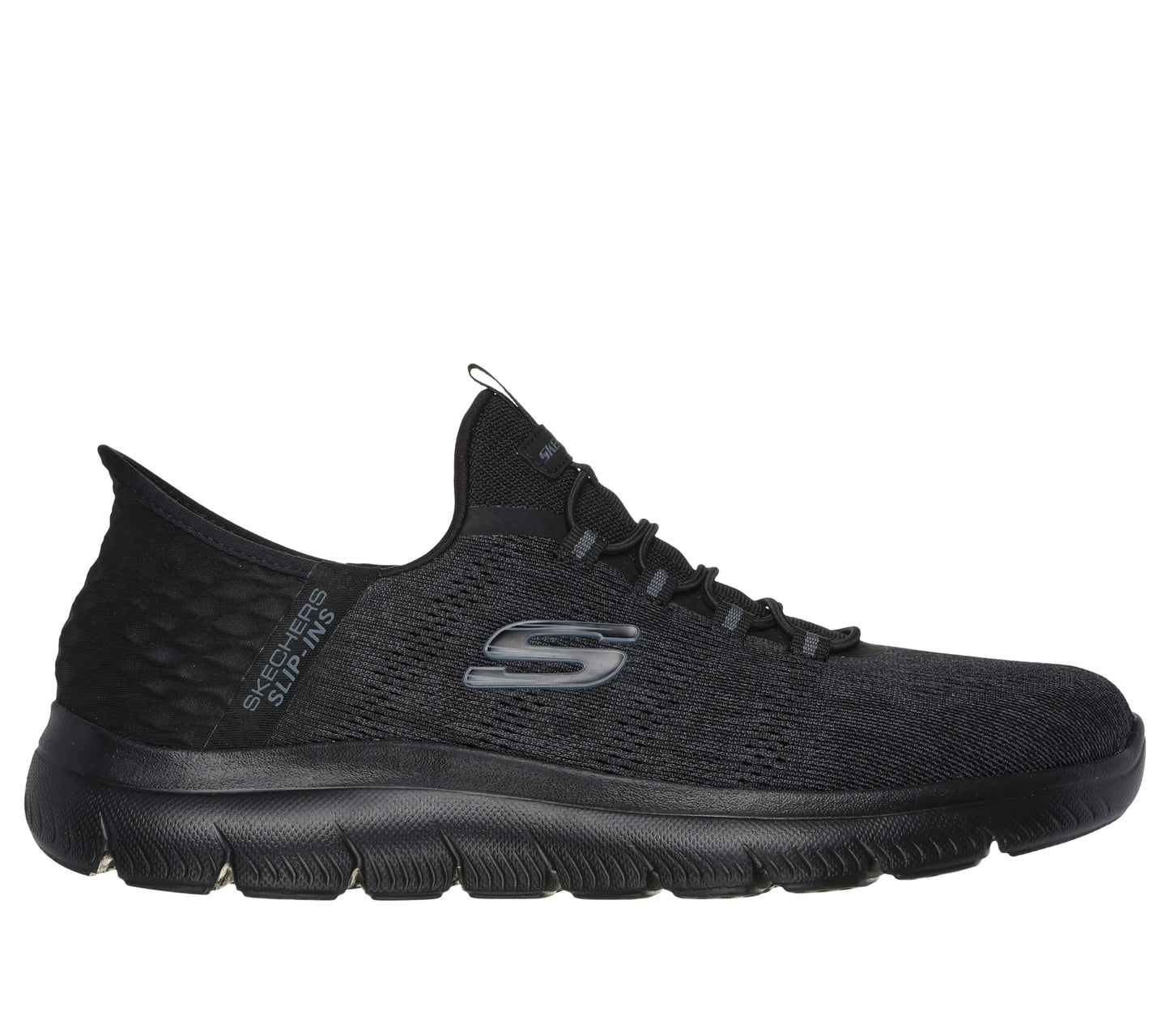 Skechers Men's Summits Key Pace Hands Free Slip-in Sneaker, Black Mesh, 10 UK