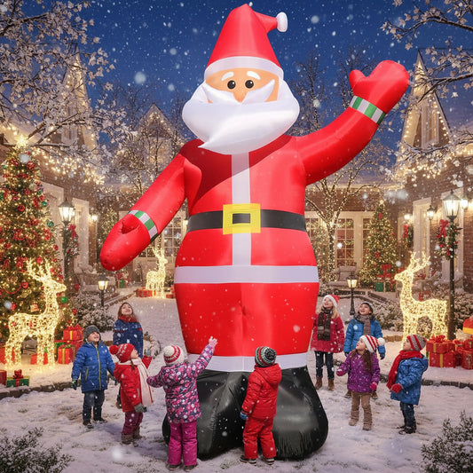 10FT Christmas Inflatables Santa Claus Outdoor Decoration, Giant Blow up Santa Claus with Built-in LED Lights, Classic Xmas Decor for Yard Garden Lawn Hall Plaza Mall Holiday Party, Inflates Quickly