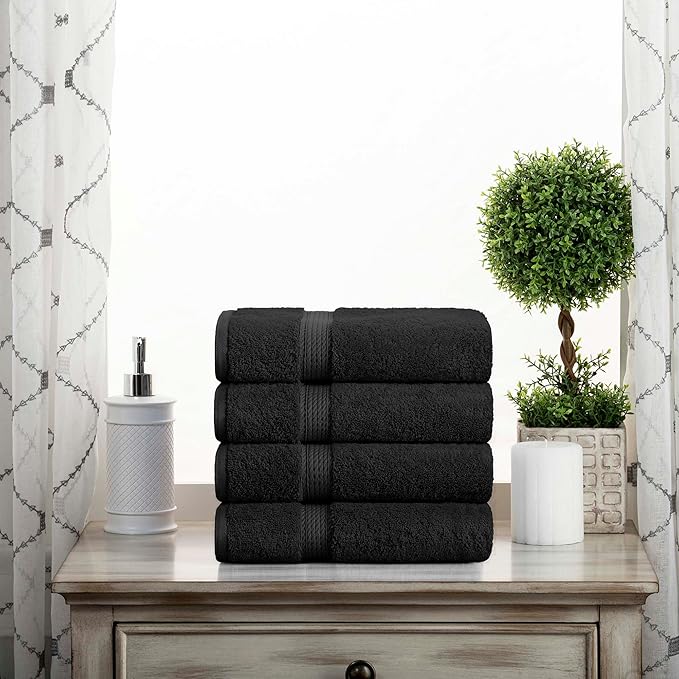 SUPERIOR Egyptian Cotton Pile Hand Towel Set of 4, Ultra Soft Luxury Towels