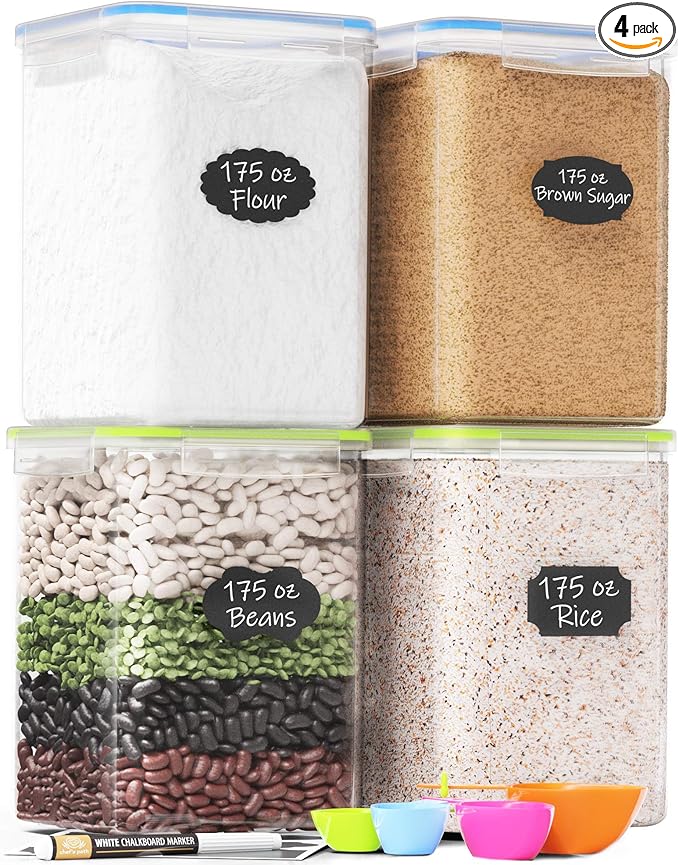 Chef's Path Kitchen Storage Box Set of 4 Extra Large Airtight Food Storage Jars