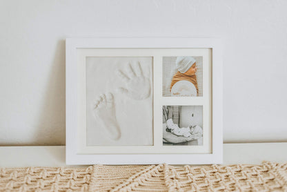 Ultimate Baby Hand & Footprint Kit - Wood Frame, Baby-Safe Clay, & Stencil for Perosnalized Registry, Baby Shower, New Mom, Birthday & Newborn Gift!