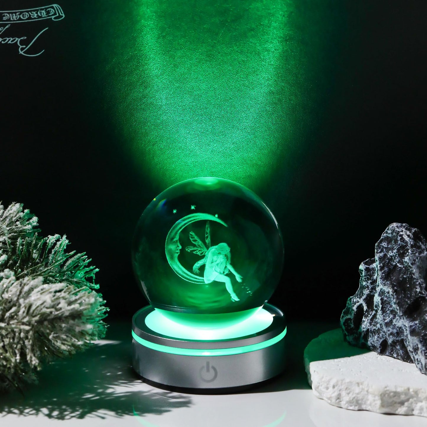 Movdyka 3D Crystal Ball Moon & Fairy Statue Decor Gifts for Women Girls
