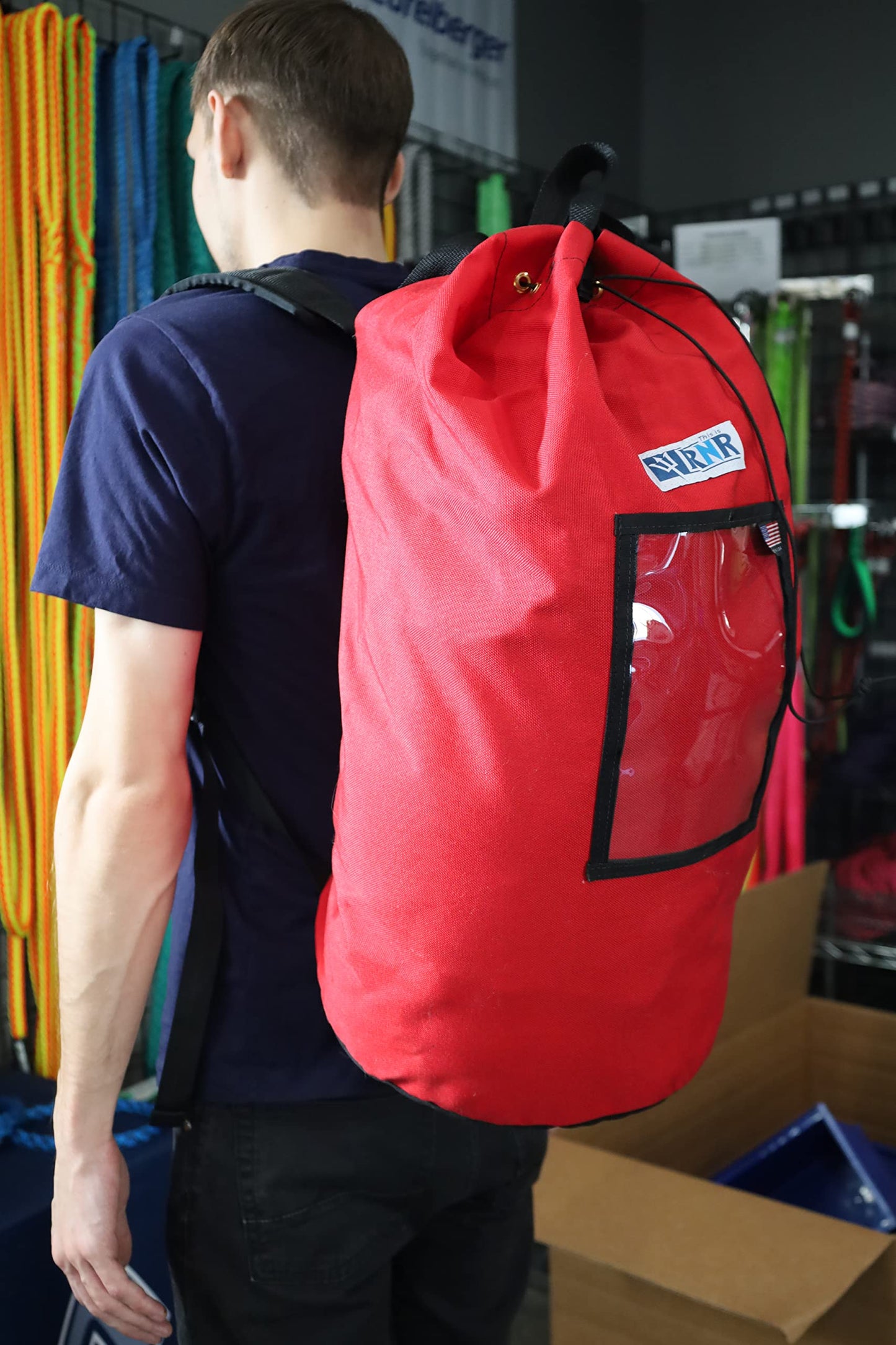 Rock-N-Rescue Grand Rope Bag, Premium Climbing Gear Storage Backpack, Heavy-Duty 1000D Nylon, Padded Shoulder Straps, Waterproof Design, Made in USA, Perfect for Mountaineering, Medium, Blue
