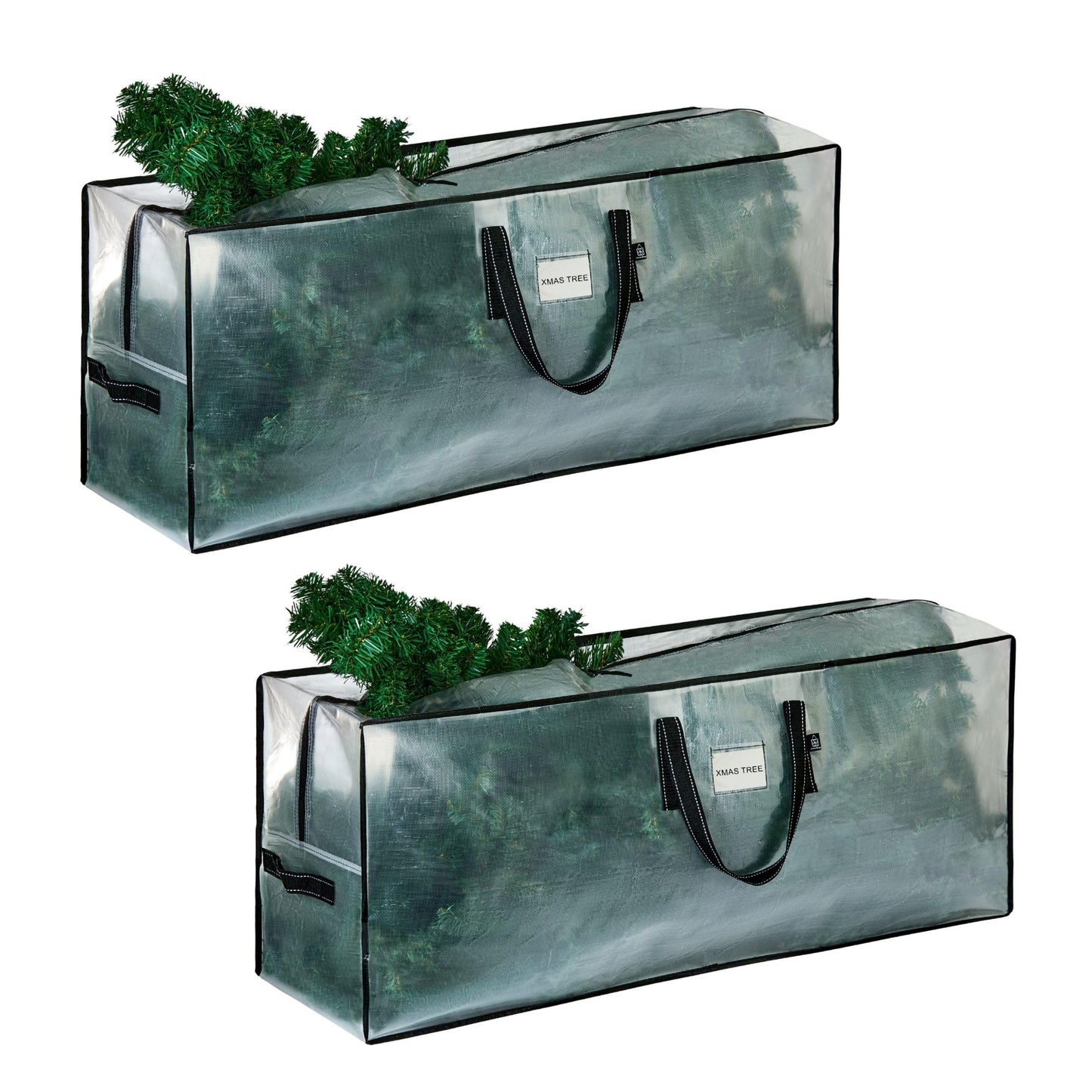 VENO 2 Pack Clear Christmas Tree Storage Bag - Fits 7.5 Ft Artificial Trees, Heavy Duty Large Bags with Zipper, Durable Handles, and Labeling Card Slot, Alternative to Storage Boxes with Lids (2 Pack)