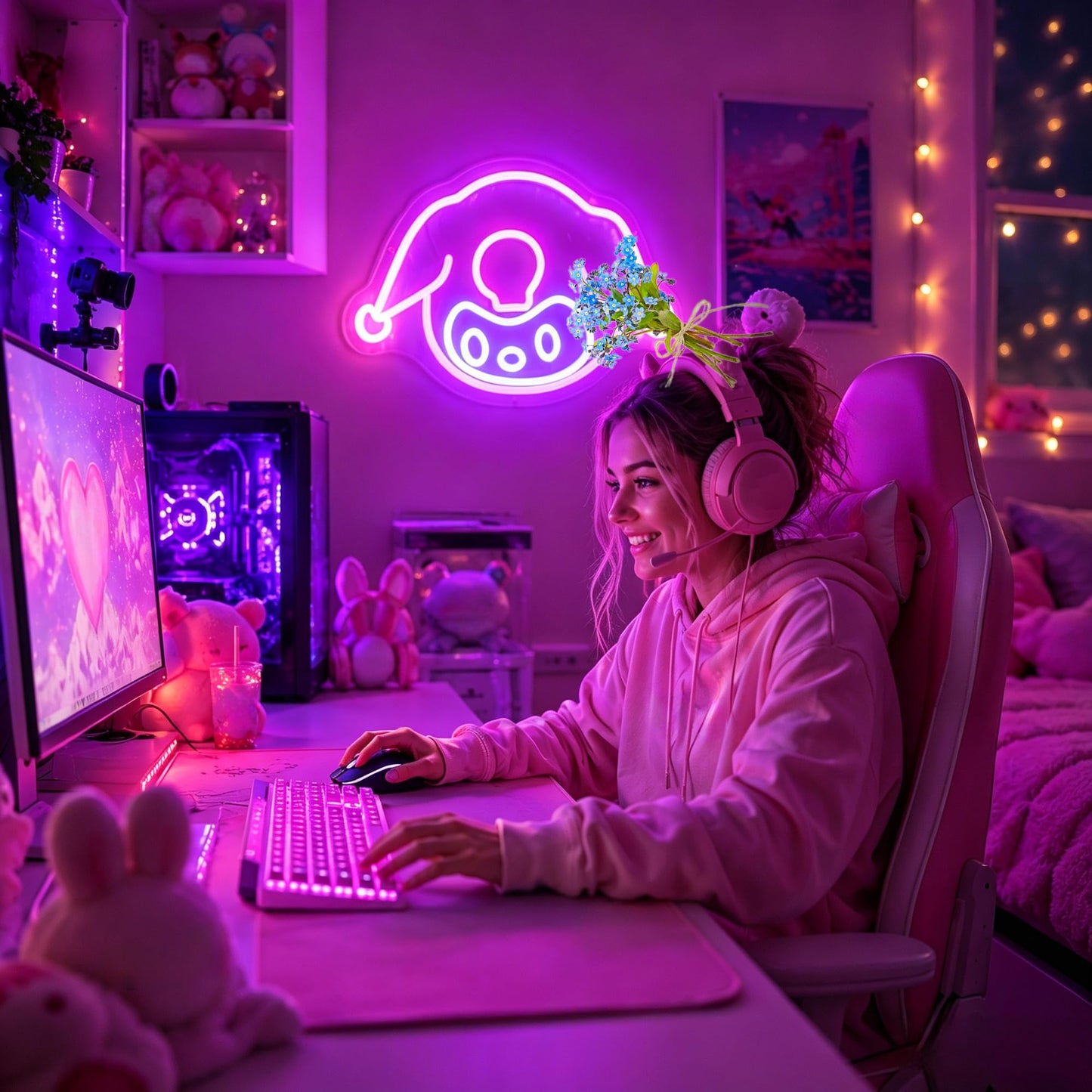 Bkuupau Neon Sign, Anime Neon Signs for Wall Decor LED Light up Signs Home Decor for Bedroom, Man Cave, Gaming Room, Party, Club, Pub, Bar Decoration Christmas Halloween Easter Gift USB Operated
