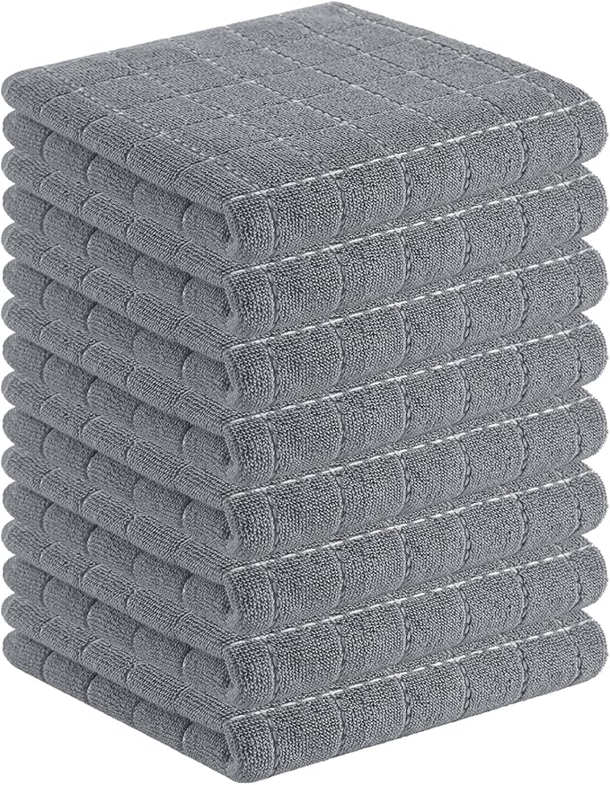 Homaxy 100% Cotton Terry Kitchen Towels, Checkered Designed, Soft and Super