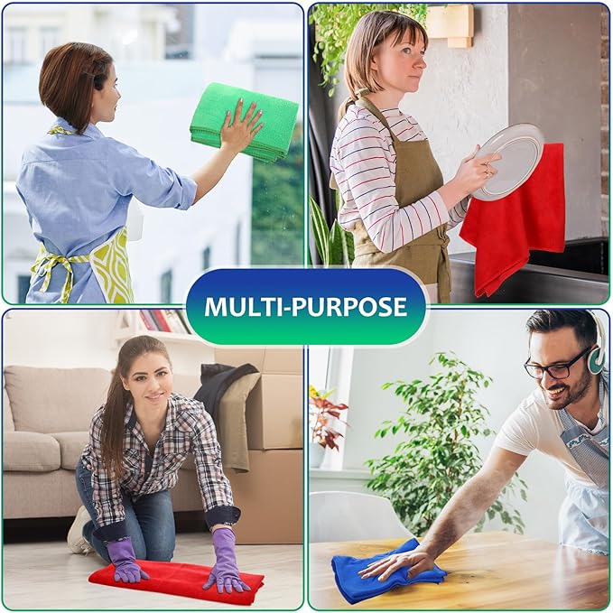 Newwiee 3 Pcs Extra Large Microfiber Cleaning Cloth 30" x 20" Washable Reusable